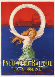 Cartazes publicitários "La Sirene", pneus de bicicleta fabricados pela Pneu Velo Baudou, c.1920