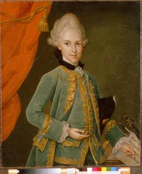 Retrato do Conde Karl Gustav von Simolin (1715-1777). Pintura de Leonhard Schorer (1715-1777), óleo sobre tela. arte alemã