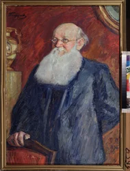 Retrato do revolucionário Conde Pierre (Pyotr) Alekseevich Kropotkin (Pyotr A. Kropotkin) (1842-1921). Pintura de Leonid Osipovich Pasternak (1862-1945), têmpera sobre tela
