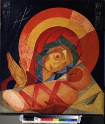 A Virgem da intercessão. Pintura de Leonid Terentievich Chupyatov (1890-1941). Óleo sobre tela