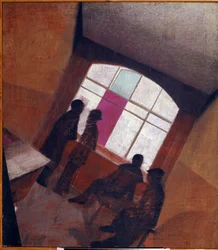 "Silhouettes in a room" Pintura de Leonid Terentievich Chupyatov (Chupiatov) (1890-1941) 1920 aproximadamente.