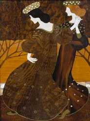 Cómoda, ca. 1908, de Leopold Bauer (1872-1938), nogueira, latão e madrepérola, Detalhe, Áustria, século XX