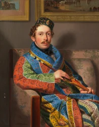 Jovem cavalheiro em um vestido de fumar, 1830.