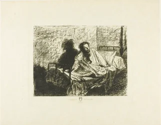 Retrato de Charles Meryon sentado na cama