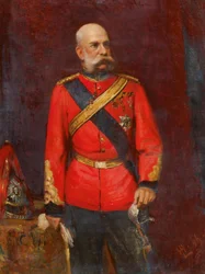 O Imperador Francisco José I em uniforme de regimento inglês