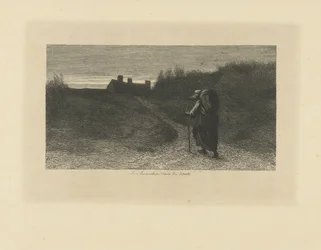 Alpinista em uma paisagem de dunas
