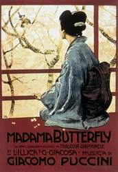 Capa de Leopoldo Metlicovitz da partitura da ópera Mrs Butterfly de Giacomo Puccini