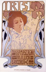 Iris composta por Pietro Mascagni, cartaz de Leopoldo Metlicovitz, libreto de Luigi Illica,1898.
