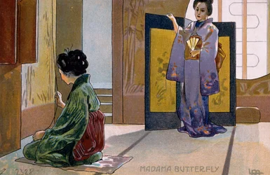 Postal criado para a estreia de "Madame Butterfly", em Brescia