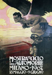 Cartaz para o Salão do Automóvel e da Bicicleta, Milão 18 de Maio-9 de Junho