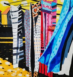 Um dia colorido de lavagem de roupa