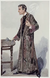 Sherlock Holmes, desenhos animados da Vanity Fair do ator William Gillette, 1907
