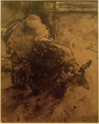 Mulher junto à lareira