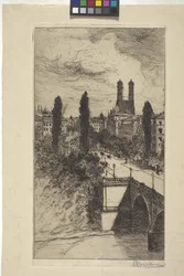 Maximiliam Street And Frauenkirche, Munique, Baviera (gravura)