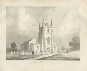 Igreja de Kingswinford: desenho em sépia, 1837