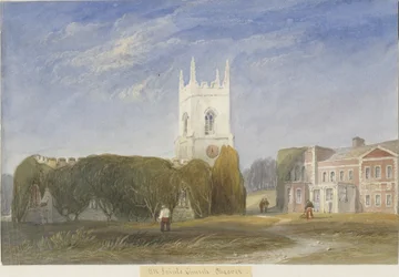 Igreja de Okeover - "Todos os Santos": pintura em aquarela, nd [c1830-1840]