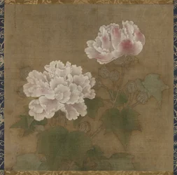 Hibiscus vermelho Conjunto de dois pergaminhos pendurados, 1197