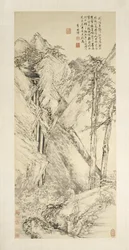 paisagem após jin GH AO e guan tong, de 1690-1770.