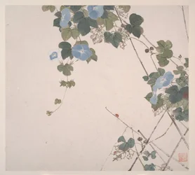 Insectos e flores, datado de 1865 (álbum de oito folhas; tinta e cor sobre papel)
