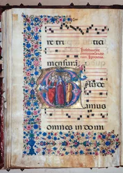 Biblioteca Piccolomini: livro coral, código. 28.12, ff. 94v com a "Virgem e todos os Santos", de Francesco Rosselli e Liberale da Verona (cerca de 1445 - 1527/9).