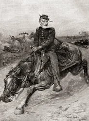 Um cavaleiro de expedição durante a Guerra Civil Americana, da Revista The Century, publicada em 1887 (gravura)