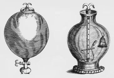 Bomba de ar, experiência de Robert Boyle (1627-1691), gravura