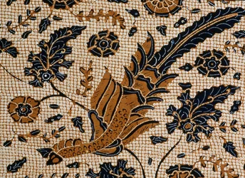 Batik com design tradicional chamado peksi podang, Surakarta, Java, Indonésia, detalhe