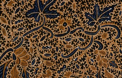 Batik com desenho floral tradicional, Surakarta, Java, Indonésia, detalhe