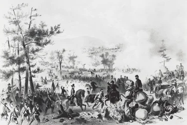 Batalha de Gettysburg, vitória das forças da União lideradas por George Gordon Meade e derrota do General Robert Edward Lee, 1-3 de julho