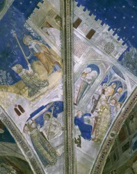 Detalhe da abóbada na capela São Marcial, Palácio Papal em Avignon , com frescos