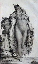 Mulher étnica Khoikhoi (Hottentots), de Travels of Le Vaillant para o interior da África através do Cabo da Boa Esperança, nos anos 1783