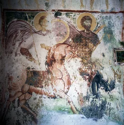 Fresco na igreja bizantina em Mournies, Creta, Grécia (foto)