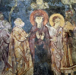 Frescos na igreja em Alikampos, Creta, Grécia (foto)