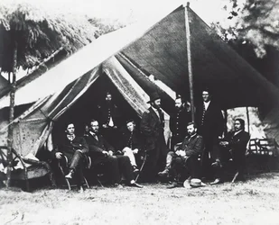 General Ulysses Grant e sua equipe em City Point, verão de 1864, Guerra Civil Americana, EUA