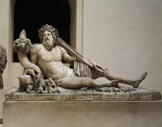 Estátua em mármore representando o Rio Tiber, Templo de Ísis e Serapis, de Roma