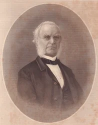 Retrato do Bispo Metodista Americano Joseph Holdich (1794-1893), gravura do Repositório das Mulheres, Estados Unidos, cerca de 1870