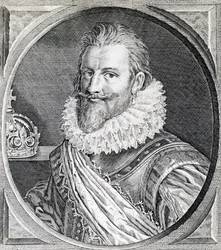 Retrato de Christian IV (1588-1648), Rei da Dinamarca e Noruega, gravura