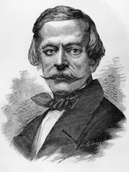 Retrato de Massimo Taparelli, Marquês de Azeglio (1798-1866), patriota italiano, político, escritor e pintor que foi primeiro-ministro da Sardenha de 1849 a 1852, gravura