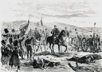 Príncipe Carol da Roménia inspeciona as tropas após a quarta batalha de Pleven, guerra russo-turca