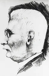 Retrato de perfil de Henri Louis Le Chatelier (1850-1936), químico e metalúrgico francês, gravura
