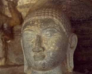 Sri Lanka, Polonnaruwa, detalhe da estátua de Buda de Gal Vihara (Lista do Patrimônio Mundial da UNESCO)