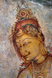 As donzelas de Sigiriya, fresco, sítio arqueológico de Sigiriya (Lista do Património Mundial da Unesco