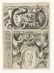 Cartouche com cabeça de animal e abaixo de um cartouche com Madonna e criança
Divertimenti di Livio Meus (título da série)