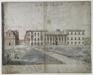 Dezoito Vistas de Roma: O Collegio di Propaganda Fide recto, 1665.