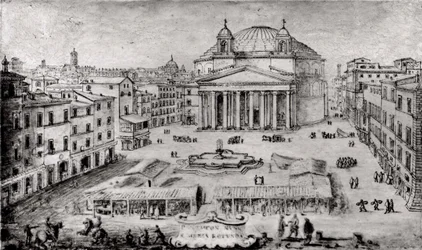 Vista do Panteão, Roma, início da década de 1670.