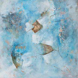 Azul Fluido e Ouro - Abstrato