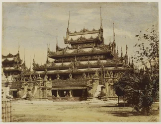 Amerapoora: Kyoung Maha-Too-Lo-Bounghian, 1855 (impressão de albume de um papel encerado negativo colorido em aquarela)