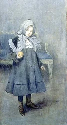 Menina de gorro cinzento