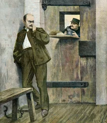 O capitão Alfred Dreyfus na prisão de la sante