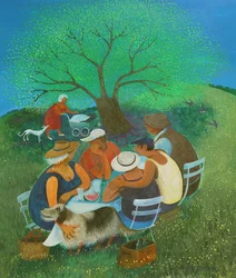 Piquenique familiar, 2018 (acrílicos sobre papel)